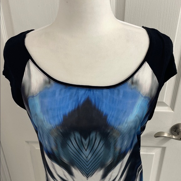 Tristan Blue and Black Abstract Blouse - Picture 2 of 9